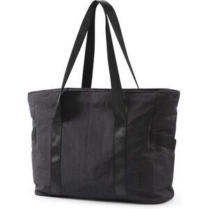 Women Black-largeShoulder Tote Bag With Top Handle with Yoga Mat Buckle for Gym